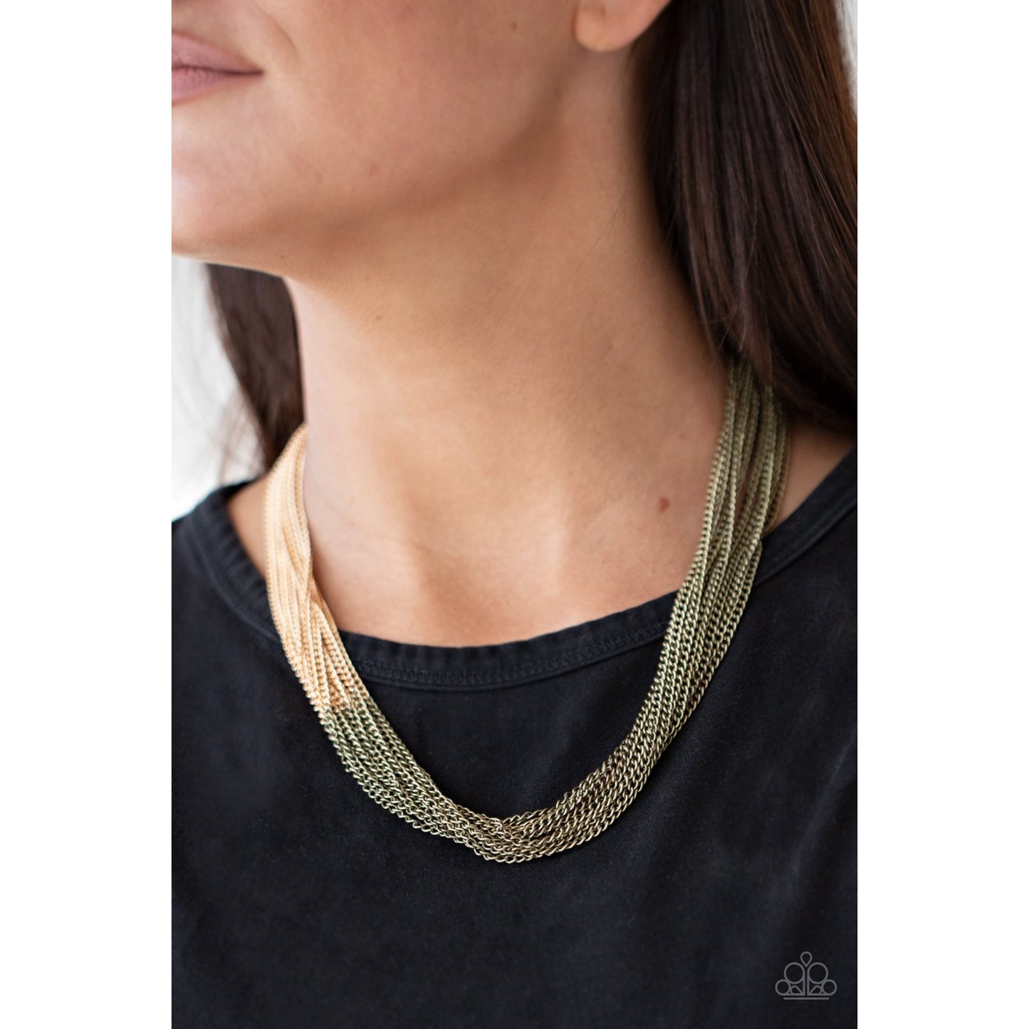 Metallic Merger - Brass and Gold Necklace - Paparazzi Accessories - GlaMarous Titi Jewels