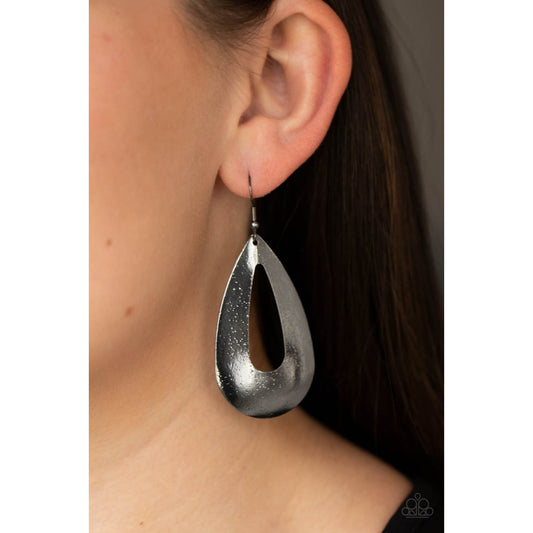 Hand It OVAL! - Black Gunmetal Earrings - Paparazzi Accessories - GlaMarous Titi Jewels