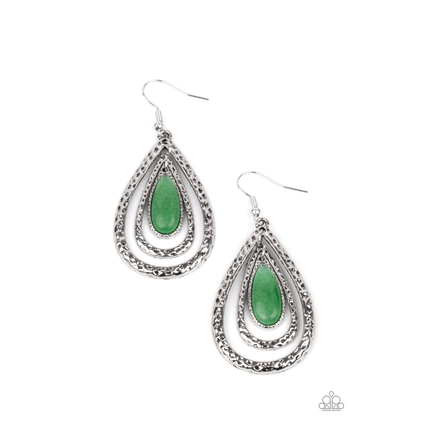 Teardrop Torrent - Green Teardrop Earrings - Paparazzi Accessories - GlaMarous Titi Jewels