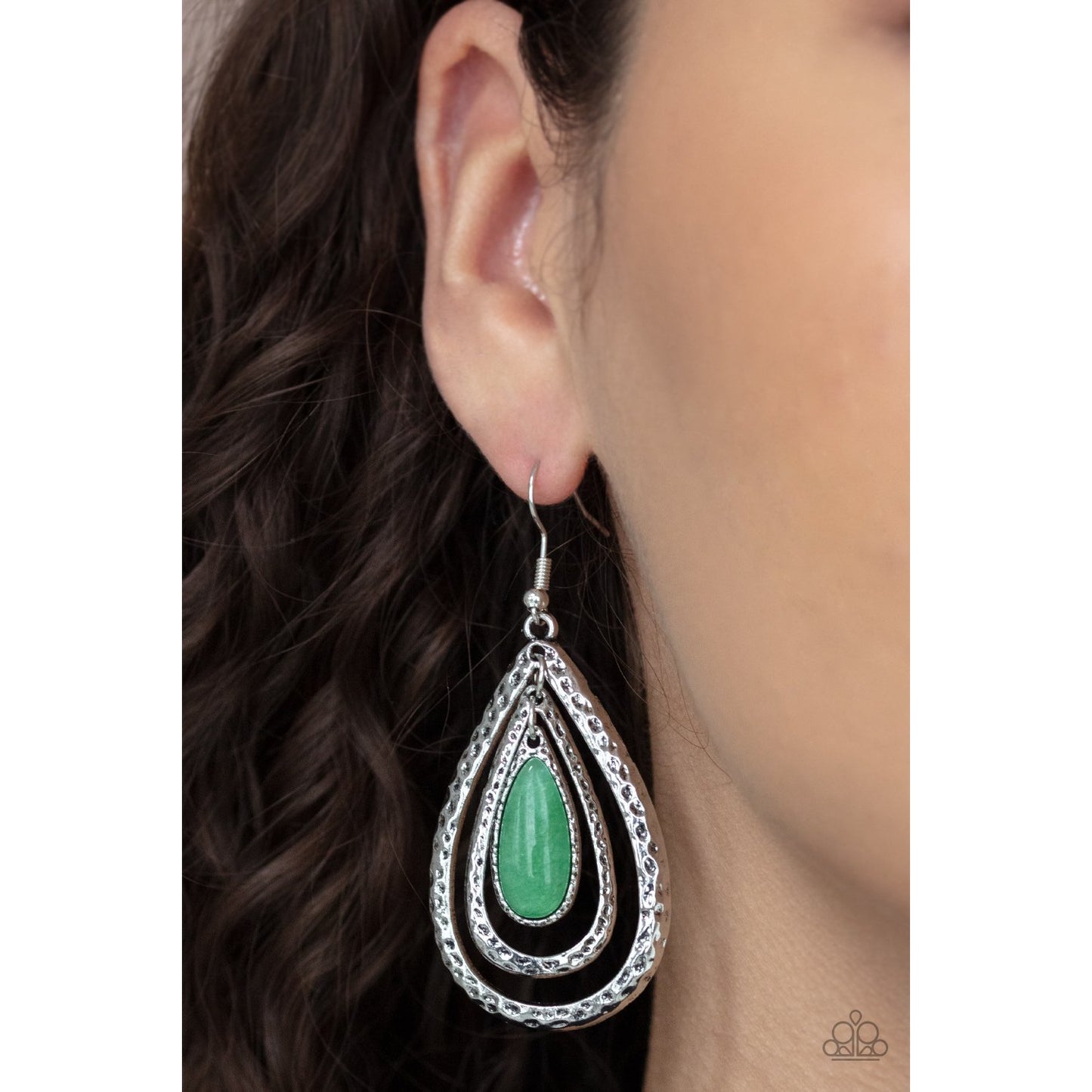 Teardrop Torrent - Green Teardrop Earrings - Paparazzi Accessories - GlaMarous Titi Jewels