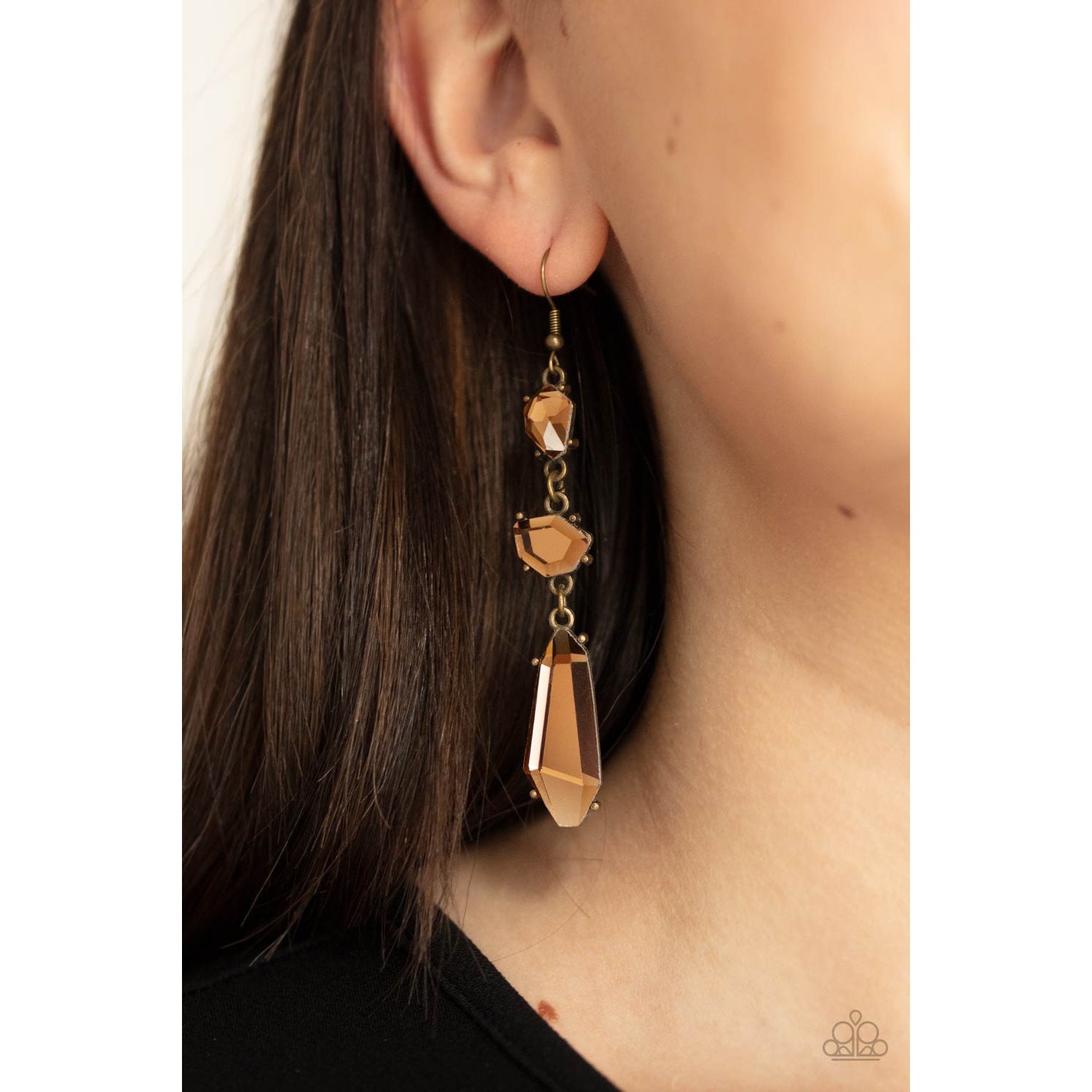 Sophisticated Smolder - Brass Earrings - Paparazzi Accessories - GlaMarous Titi Jewels