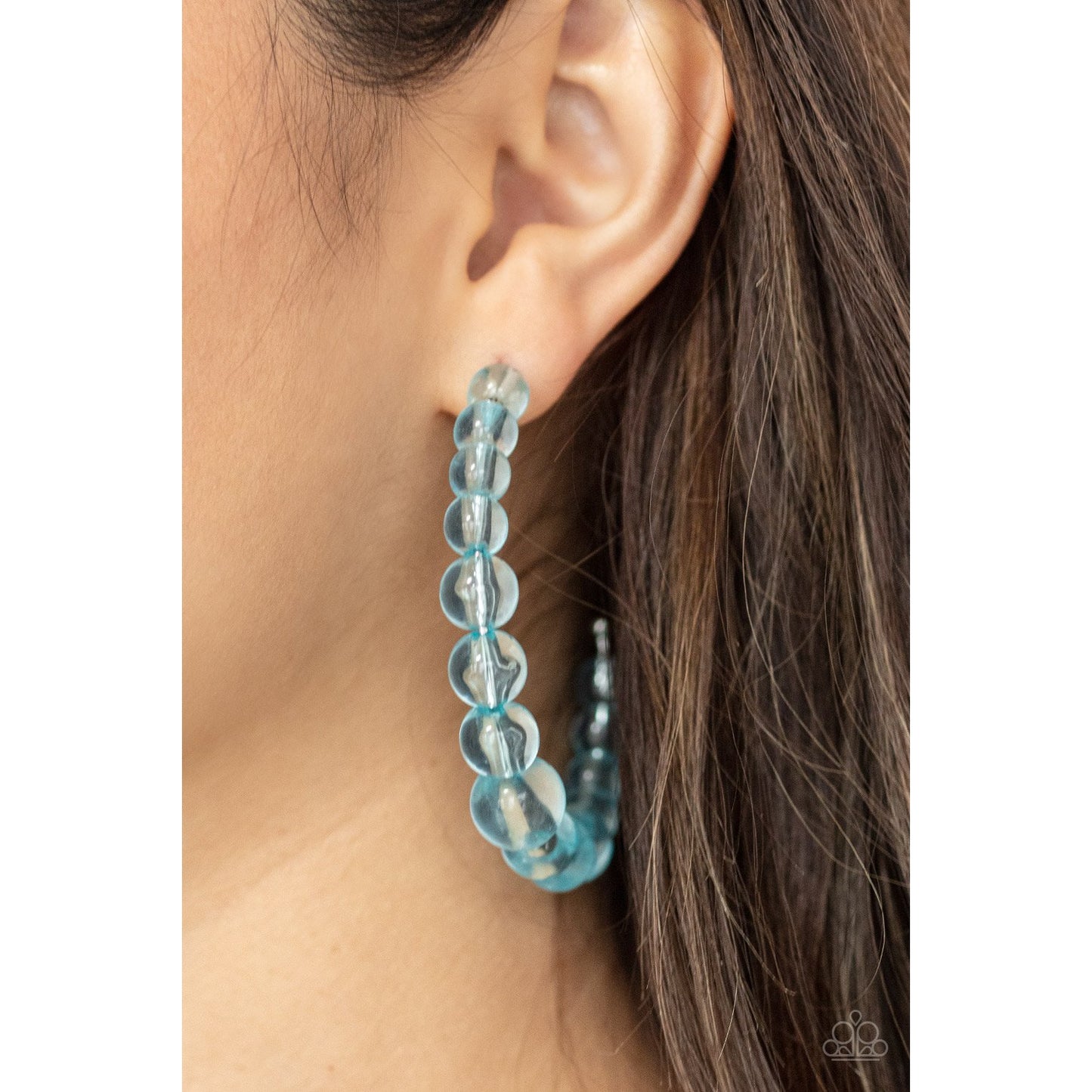 In The Clear - Blue Hoop Earrings - Paparazzi Accessories - GlaMarous Titi Jewels