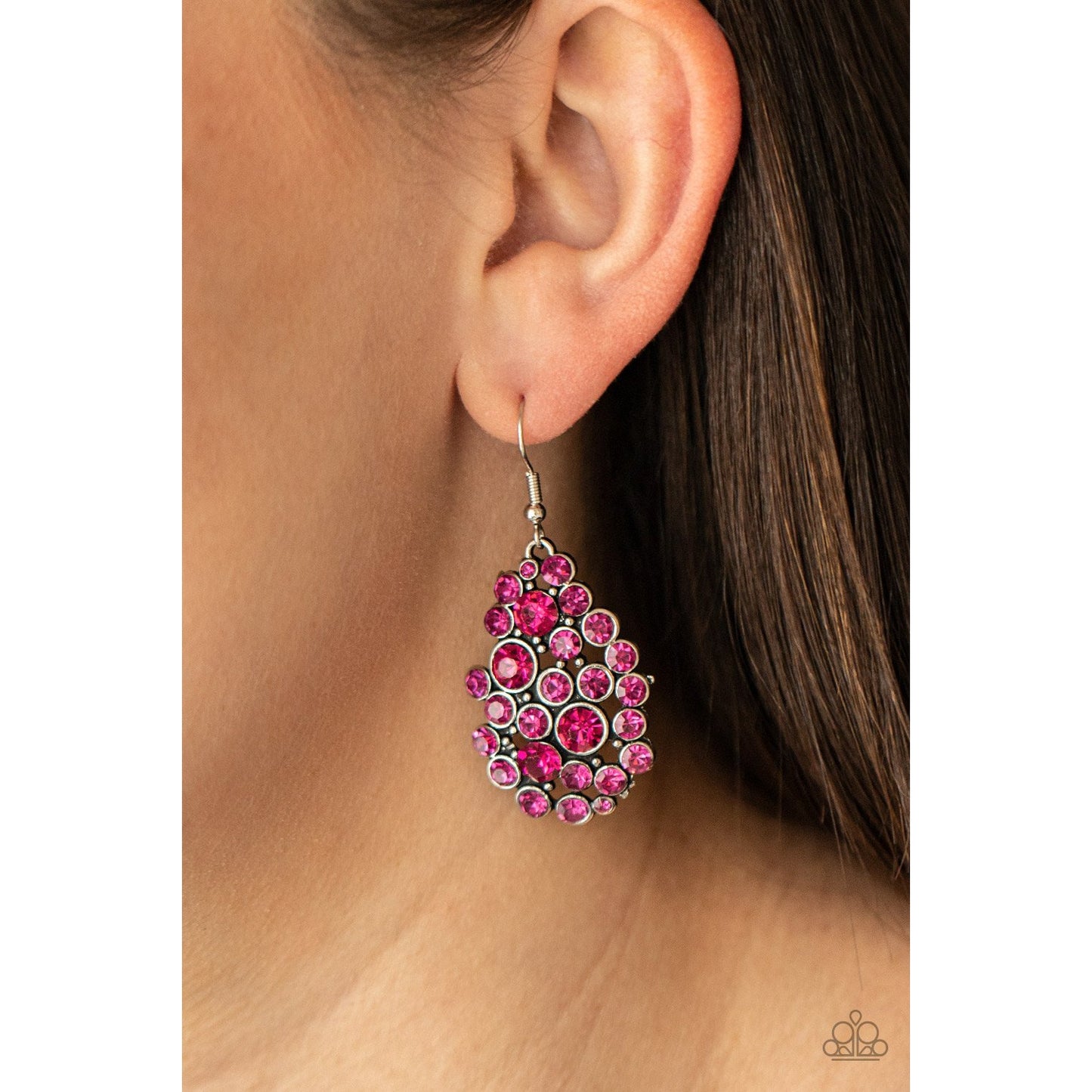 Smolder Effect - Pink Rhinestone Earrings - Paparazzi Accessories - GlaMarous Titi Jewels