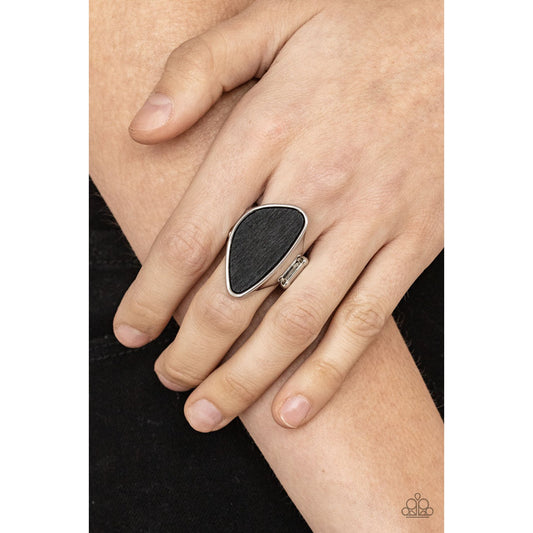 Perfectly Petrified - Black Wooden Ring - Paparazzi Accessories - GlaMarous Titi Jewels