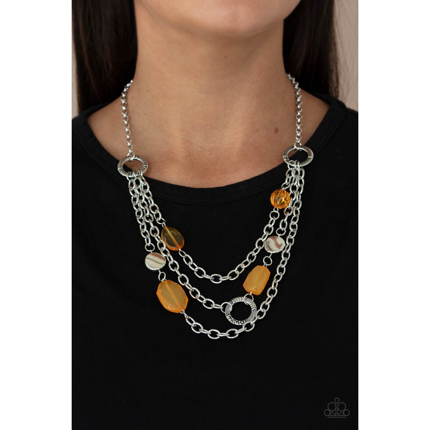 Oceanside Spa - Orange Necklace - Paparazzi Accessories - GlaMarous Titi Jewels