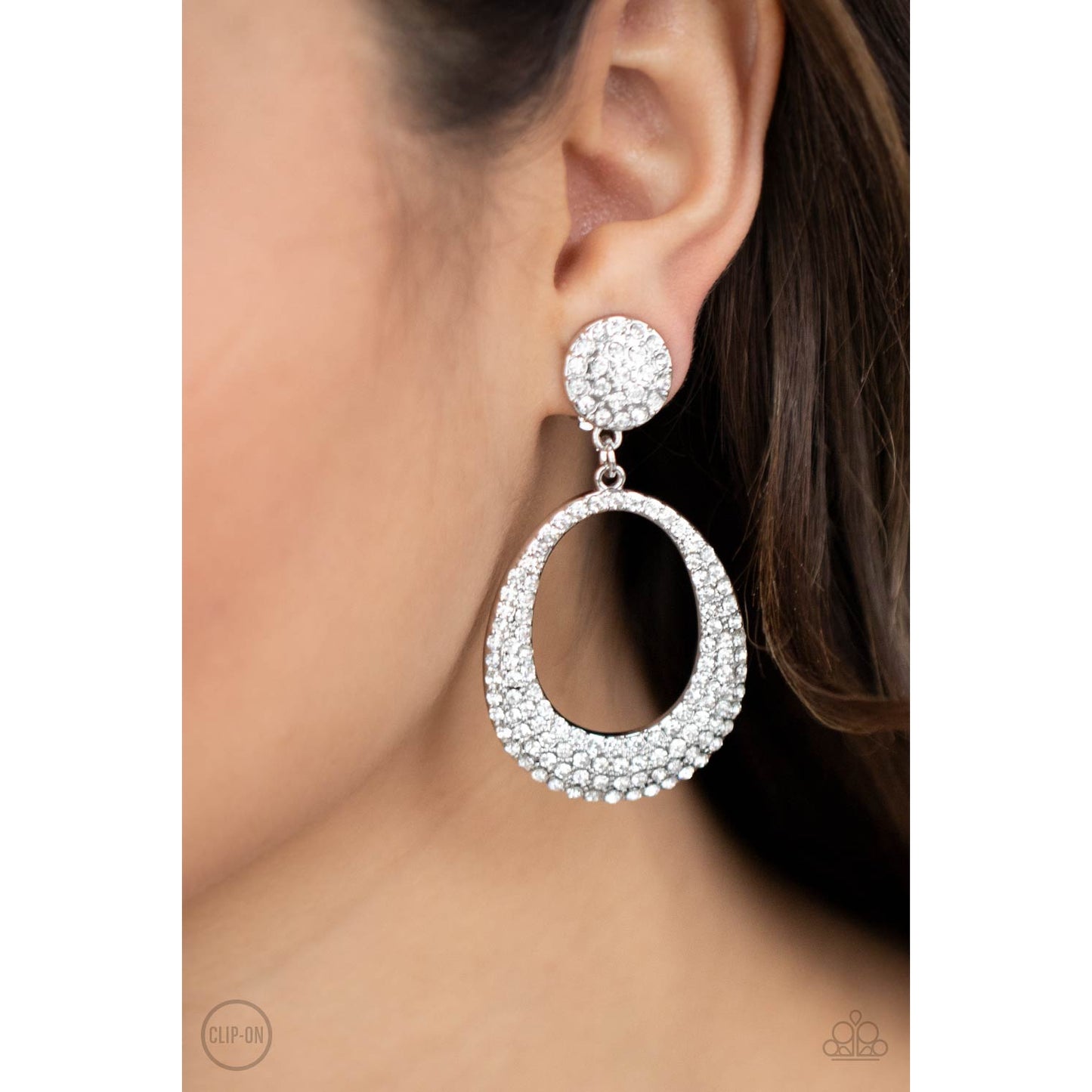 Sophisticated Smolder - White Rhinestone Earrings - Paparazzi Accessories - GlaMarous Titi Jewels