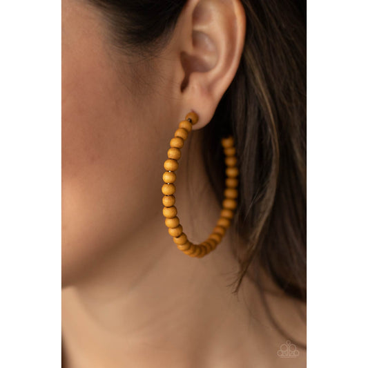 Should Have, Could Have, WOOD Have - Brown Hoop Earrings - Paparazzi Accessories - GlaMarous Titi Jewels