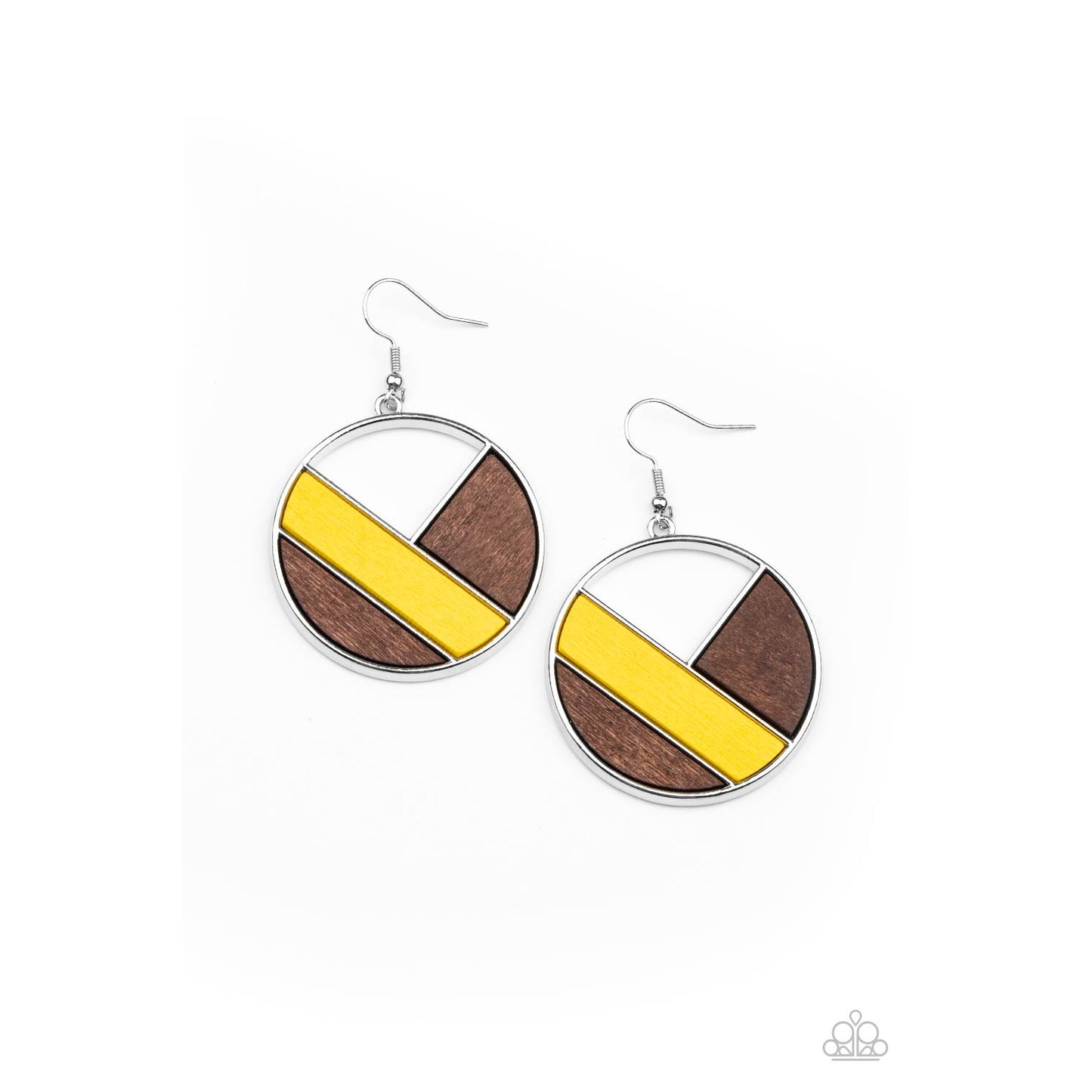 Dont Be MODest - Yellow and Brown Wooden Earrings - Paparazzi Accessories - GlaMarous Titi Jewels