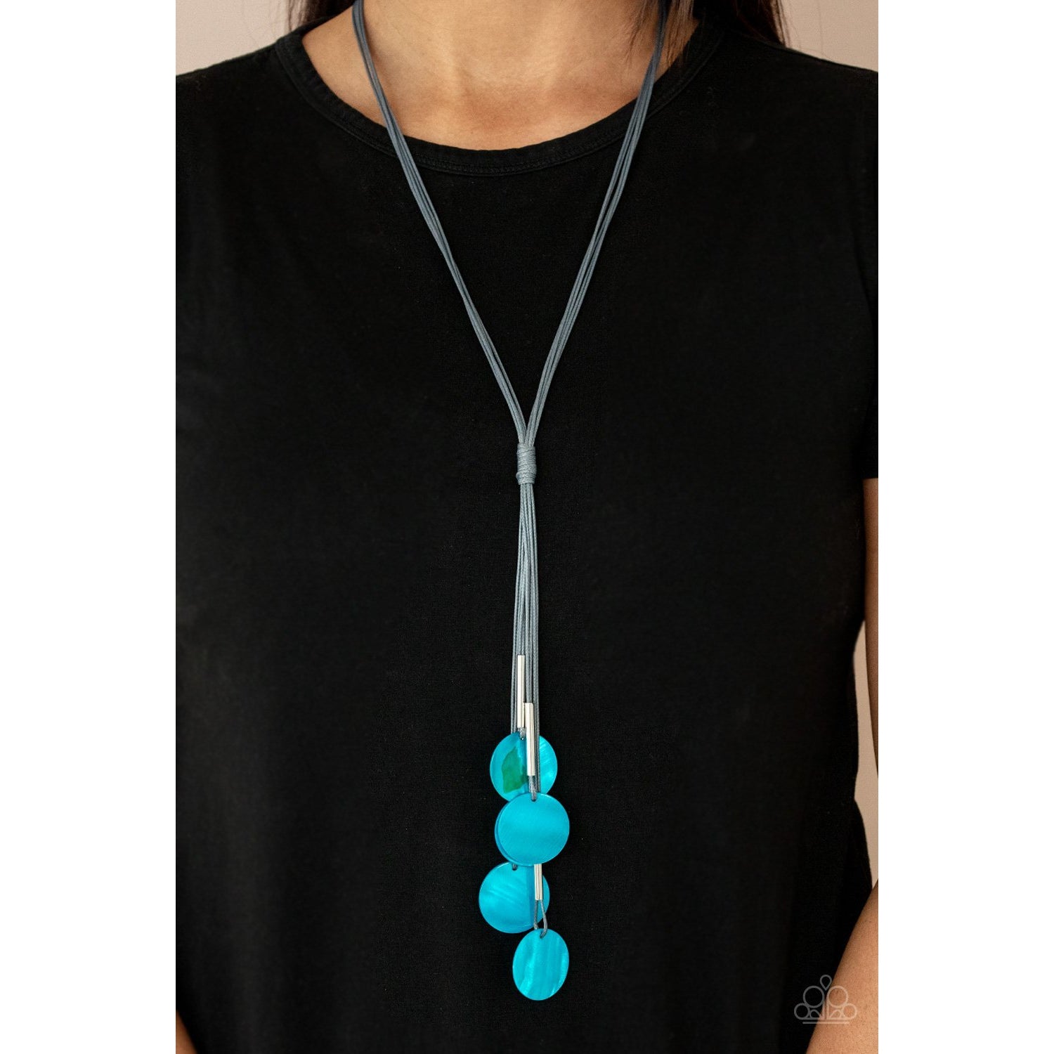 Tidal Tassels - Blue Shell-like Necklace - Paparazzi Accessories - GlaMarous Titi Jewels