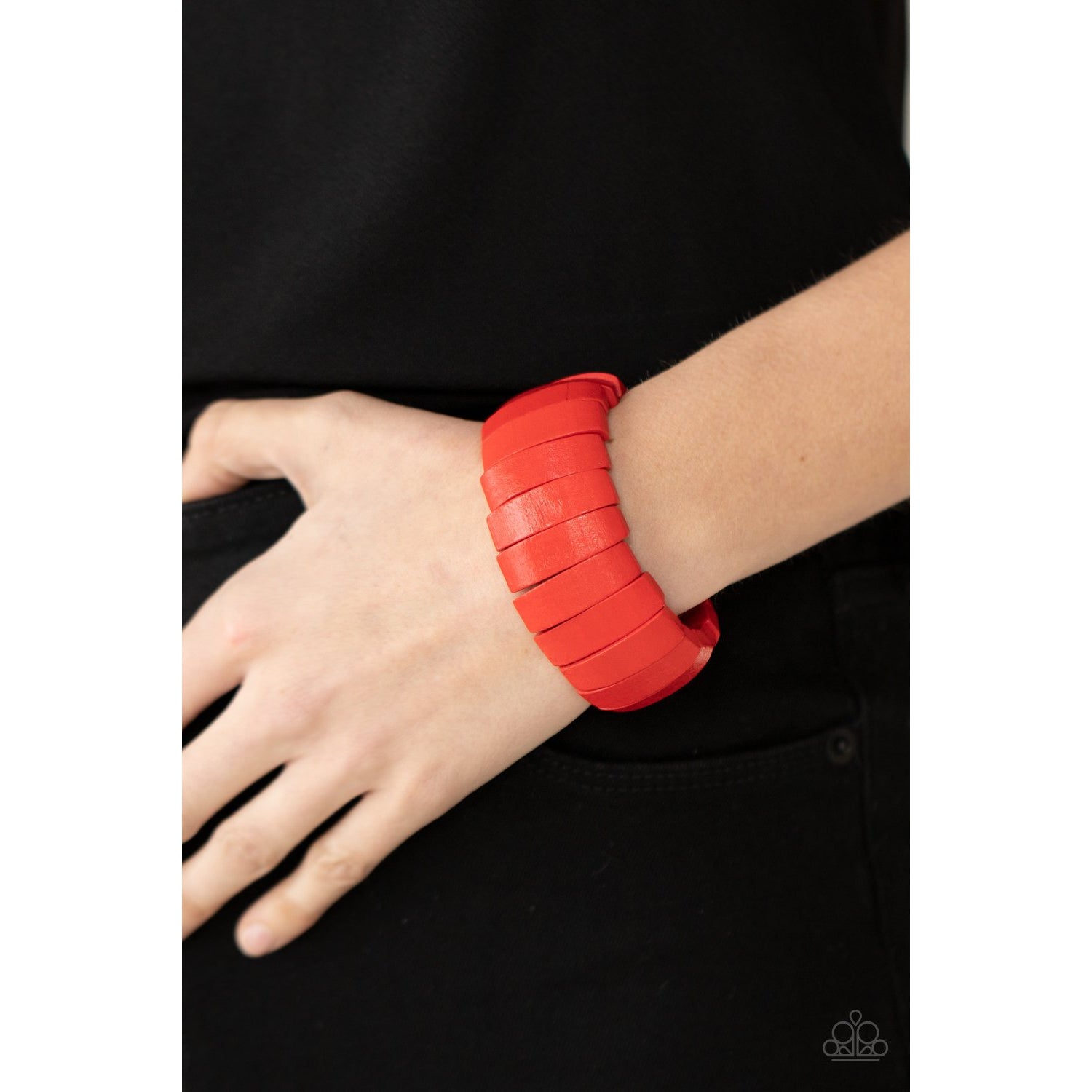 Raise The BARBADOS - Red Wooden Bracelet - Paparazzi Accessories - GlaMarous Titi Jewels