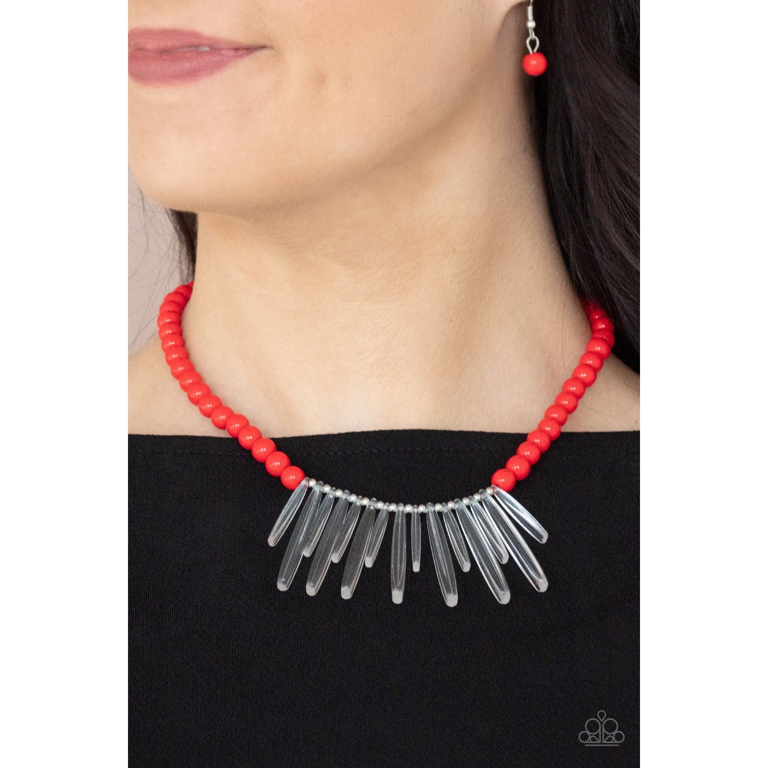 Icy Intimidation - Red Necklace - Paparazzi Accessories - GlaMarous Titi Jewels