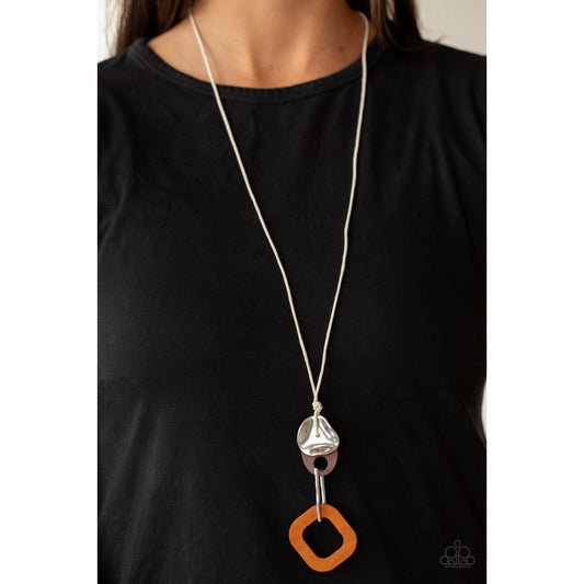 Top Of The WOOD Chain - Orange Necklace - Paparazzi Accessories - GlaMarous Titi Jewels