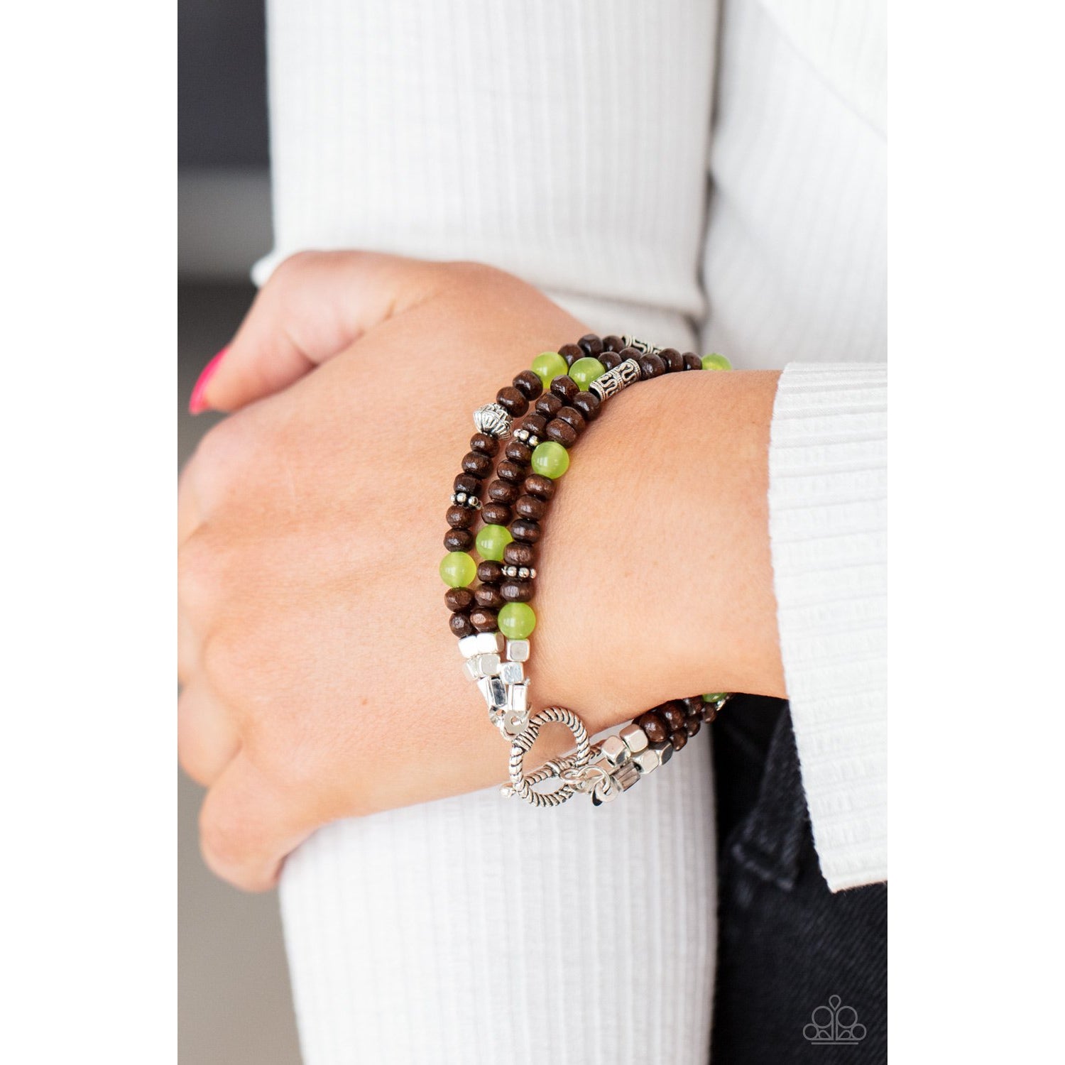 Woodsy Walkabout - Green Stone Bracelet - Paparazzi Accessories - GlaMarous Titi Jewels