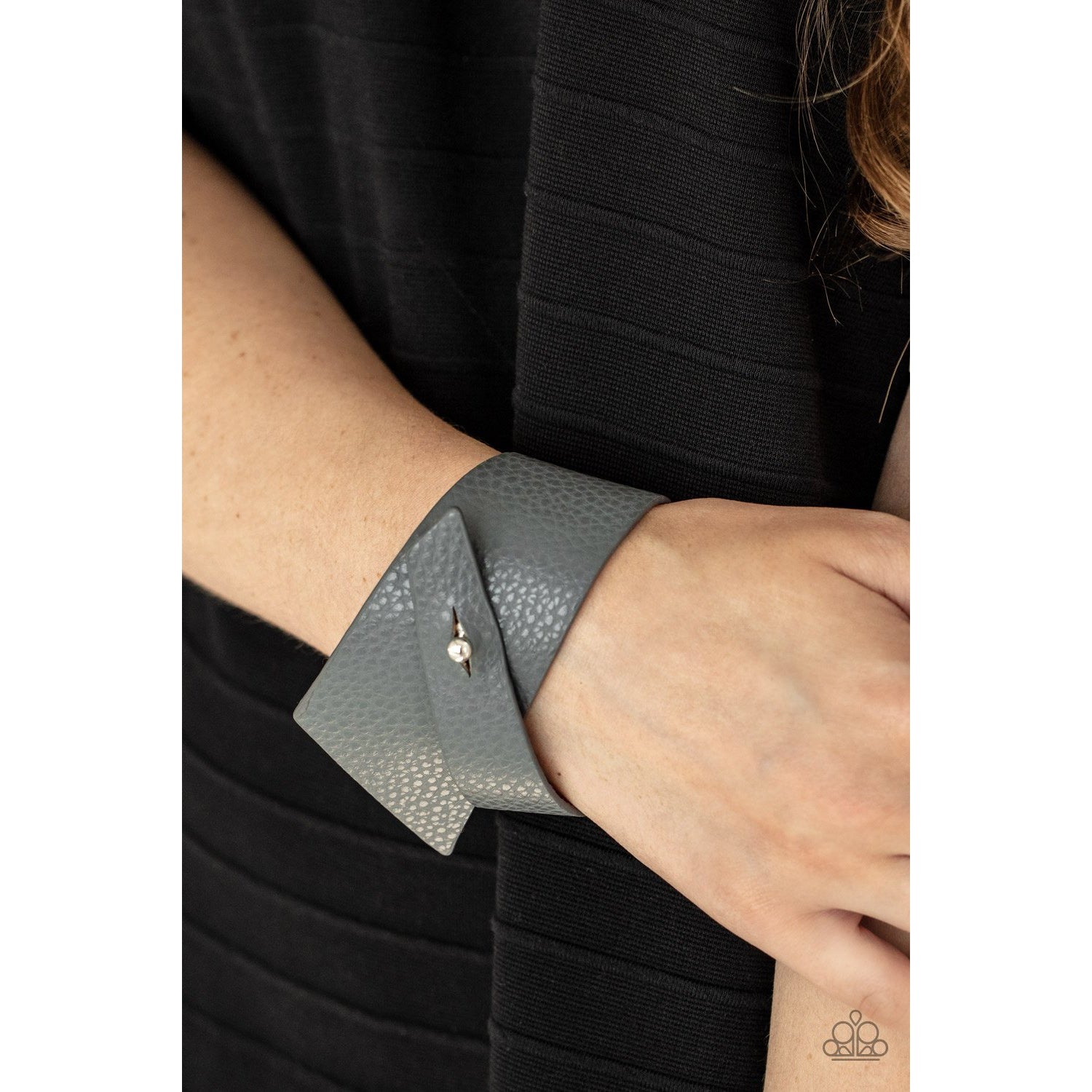PIECE Offering - Silver Leather Wrap Bracelet - Paparazzi Accessories - GlaMarous Titi Jewels