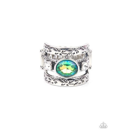 The GLEAMING Tower - Green Iridescent Ring- Paparazzi Accessories - GlaMarous Titi Jewels