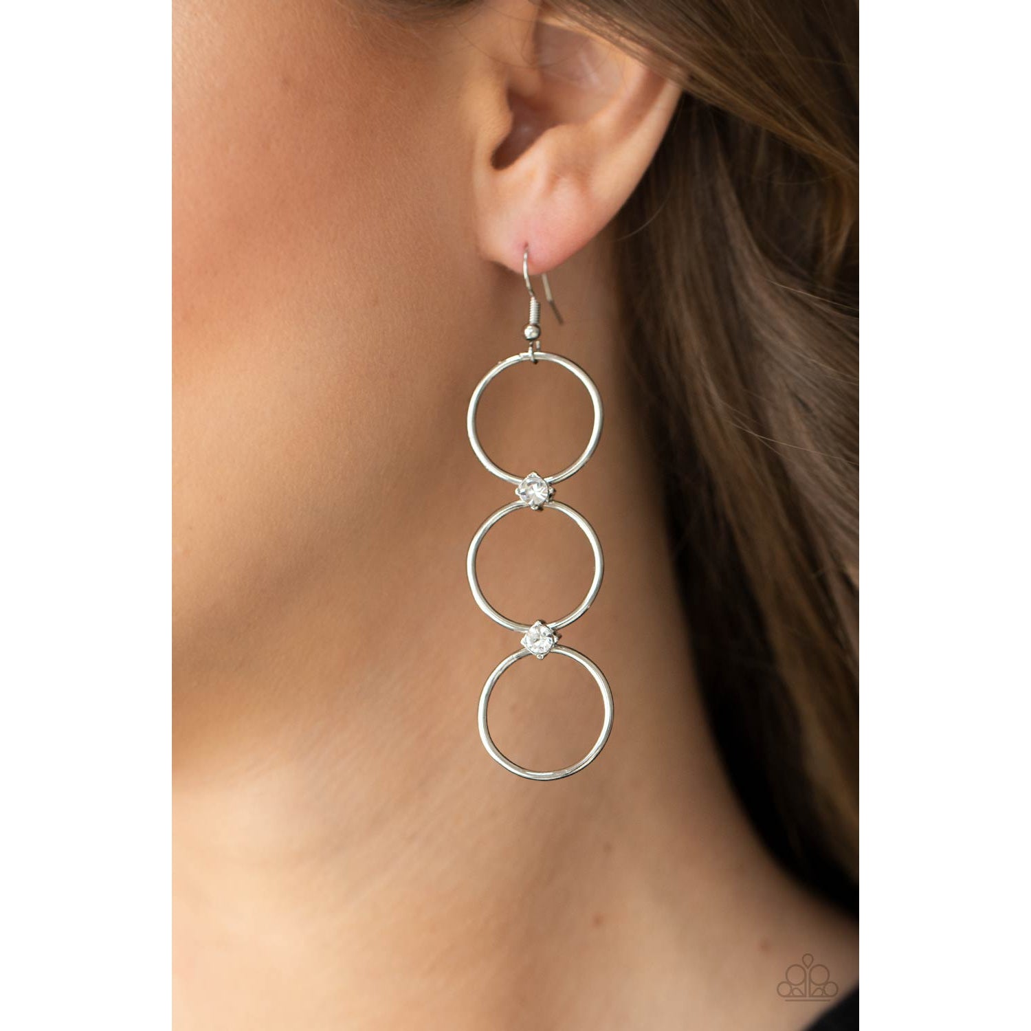 Refined Society - White Rhinestone Earrings - Paparazzi Accessories - GlaMarous Titi Jewels