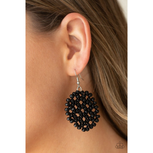 Summer Escapade - Black Wooden Beads Earrings - Paparazzi Accessories - GlaMarous Titi Jewels