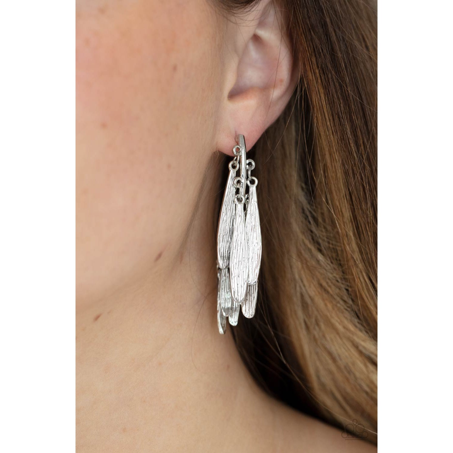 Pursuing The Plumes - Silver Earrings - Paparazzi Accessories - GlaMarous Titi Jewels