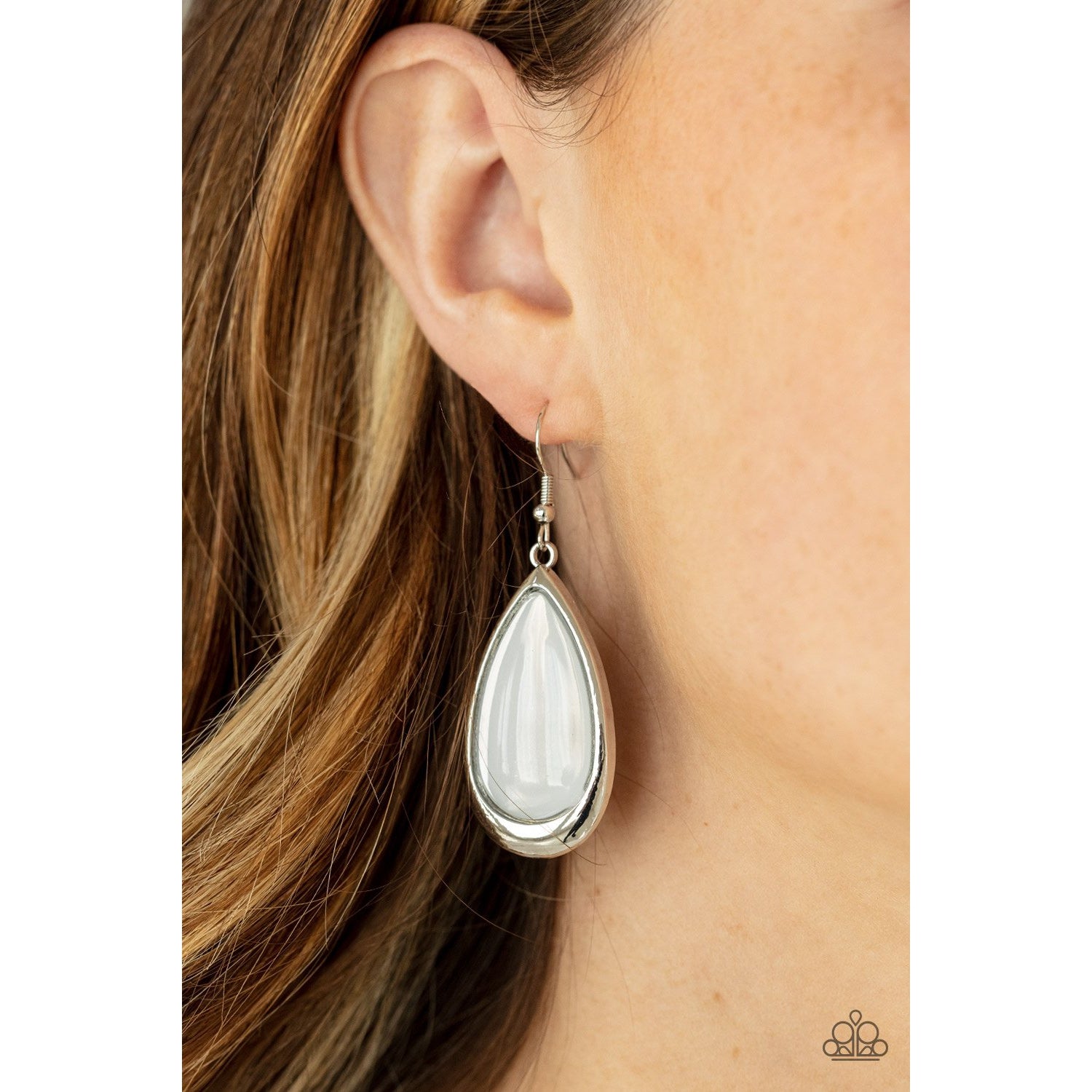 A World To SEER - White Teardrop Earrings - Paparazzi Accessories - GlaMarous Titi Jewels
