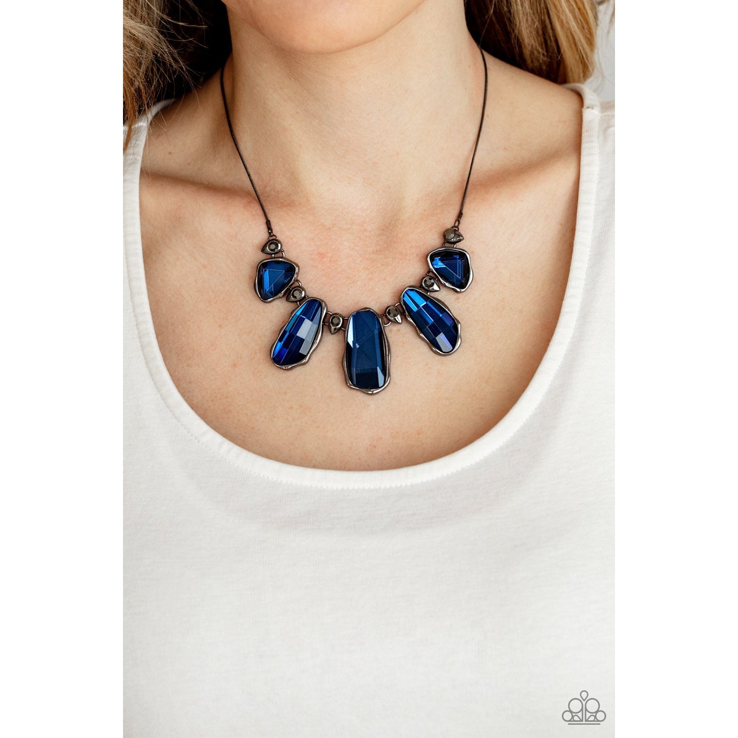 Cosmic Cocktail - Blue Rhinestone Necklace - Paparazzi Accessories - GlaMarous Titi Jewels