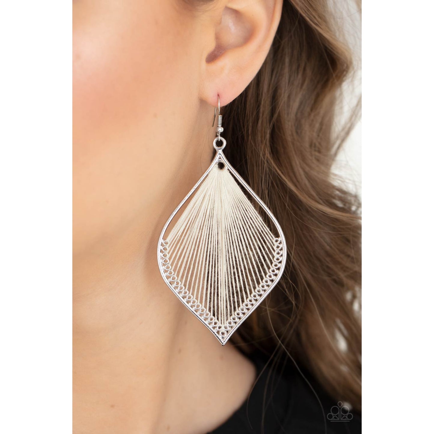 String Theory - White Earrings - Paparazzi Accessories - GlaMarous Titi Jewels