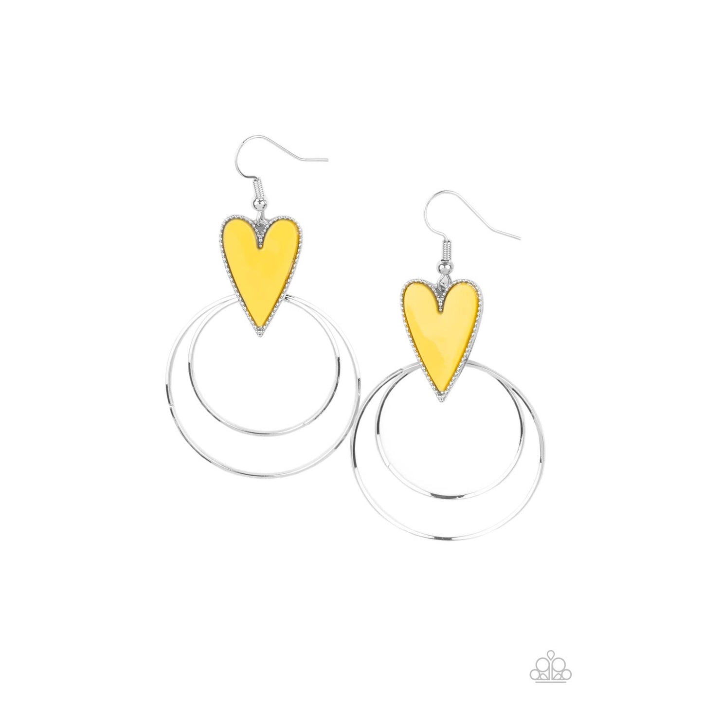 Happily Ever Hearts - Yellow Earrings - Paparazzi Accessories - GlaMarous Titi Jewels