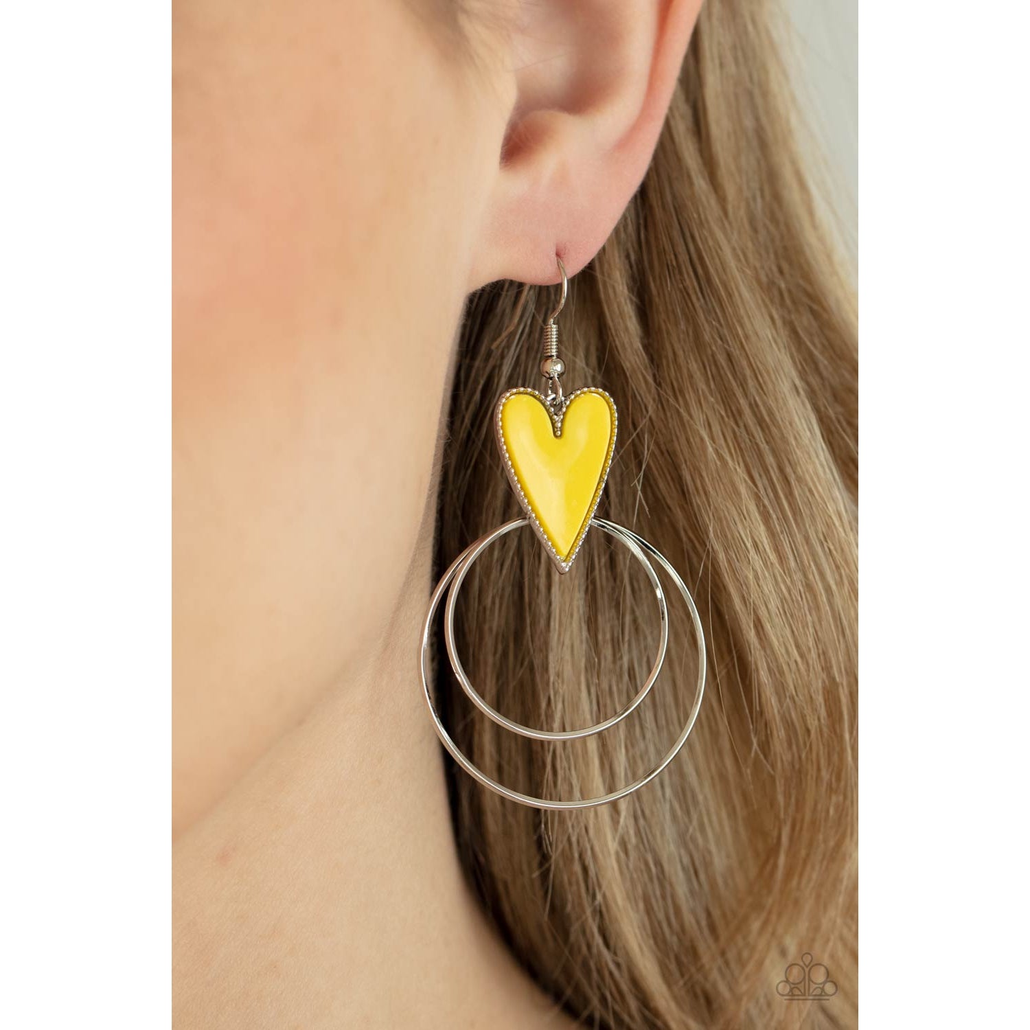 Happily Ever Hearts - Yellow Earrings - Paparazzi Accessories - GlaMarous Titi Jewels