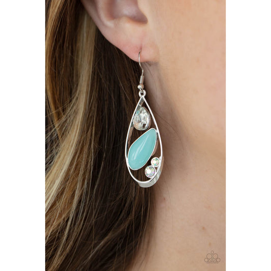 Harmonious Harbors - Blue Iridescent Rhinestone Earrings - Paparazzi Accessories - GlaMarous Titi Jewels