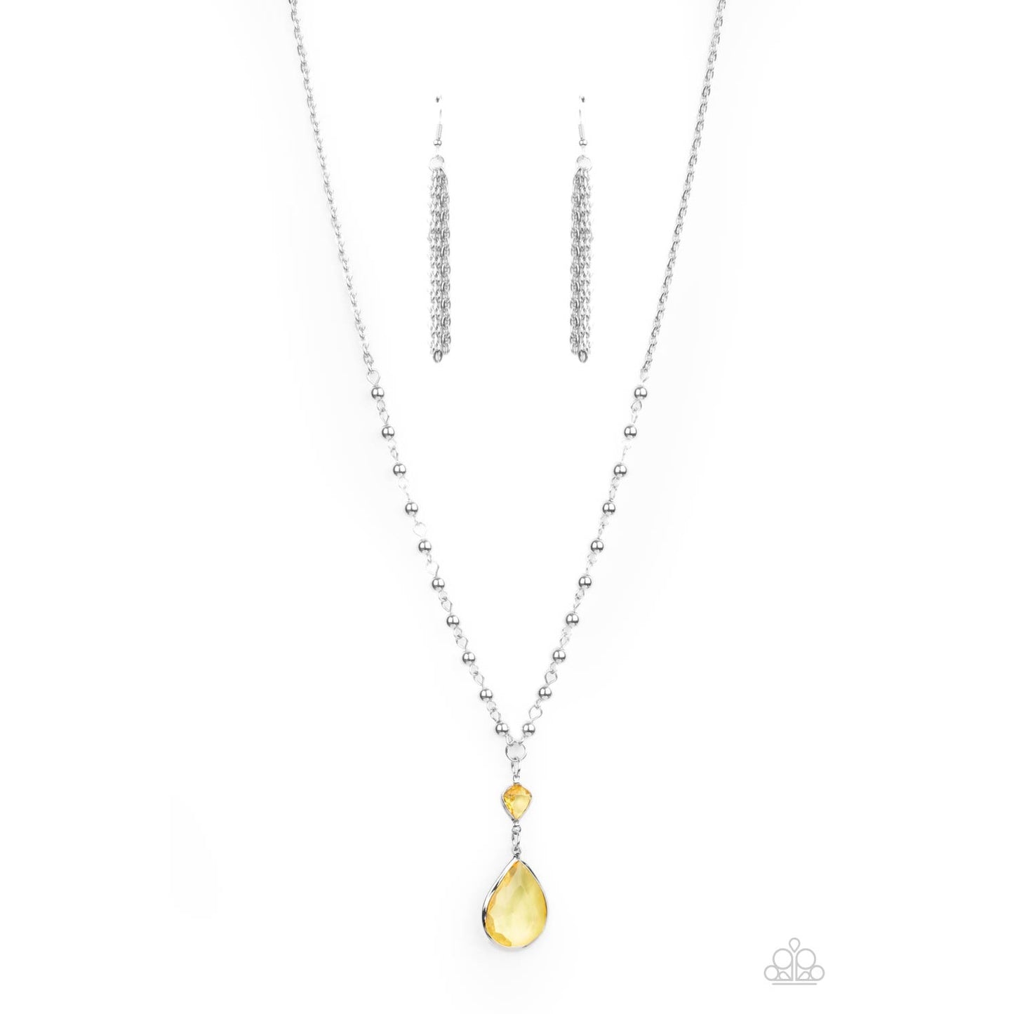 Titanic Splendor - Yellow Teardrop Necklace - Paparazzi Accessories - GlaMarous Titi Jewels