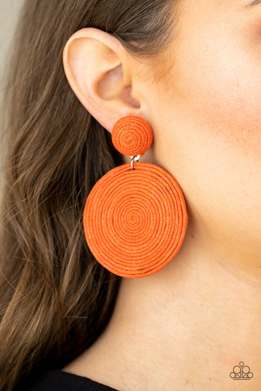 Circulate The Room - Orange Earrings - Paparazzi Accessories - GlaMarous Titi Jewels