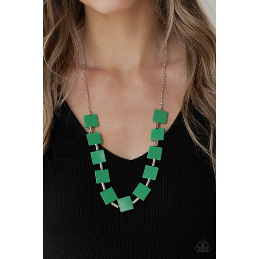 Hello, Material Girl - Green Necklace - Paparazzi Accessories - GlaMarous Titi Jewels