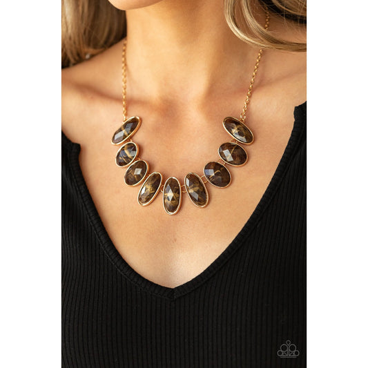 Elliptical Episode - Brown Tiger's Eye Necklace - Paparazzi Accessories - GlaMarous Titi Jewels