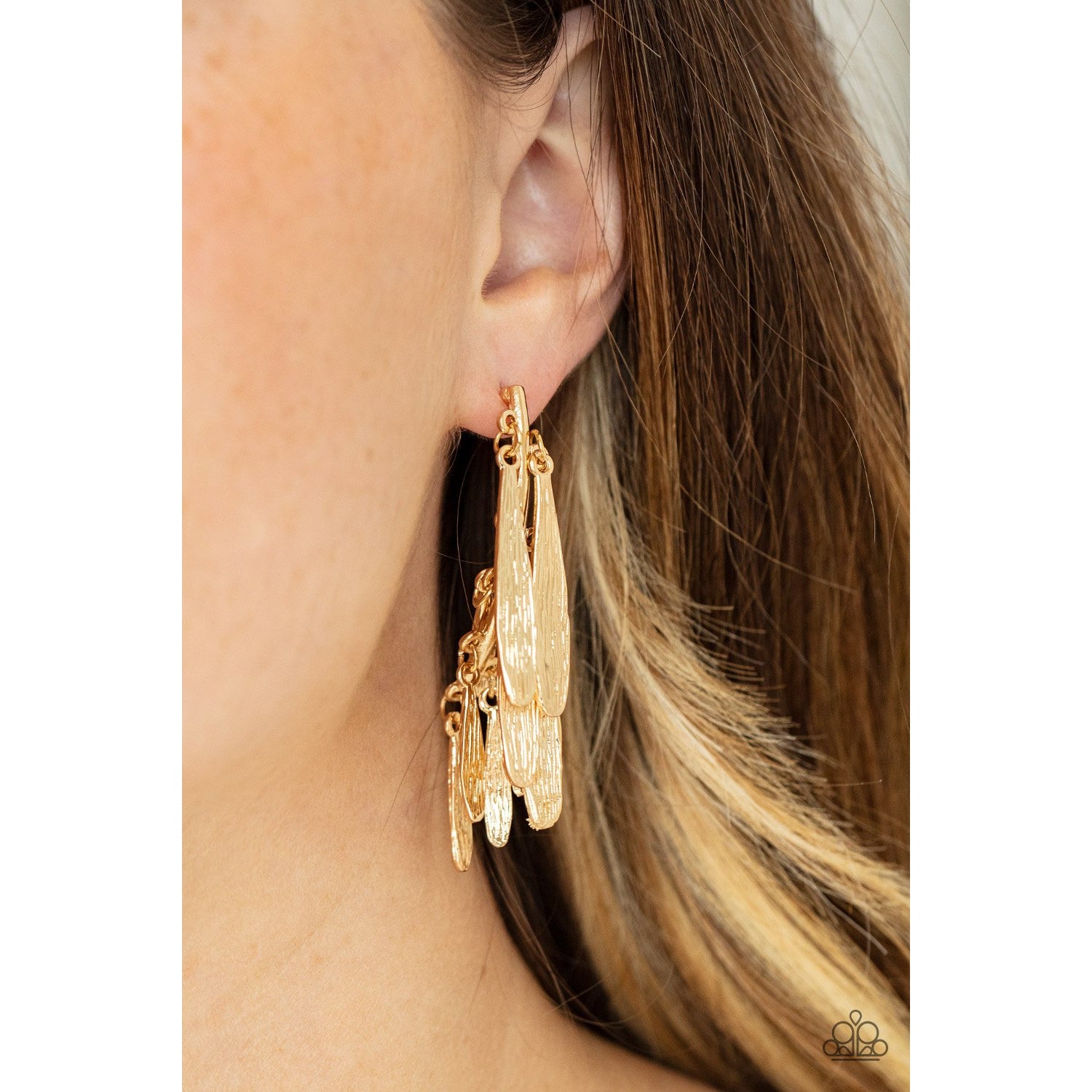 Pursuing The Plumes - Gold Earrings - Paparazzi Accessories - GlaMarous Titi Jewels