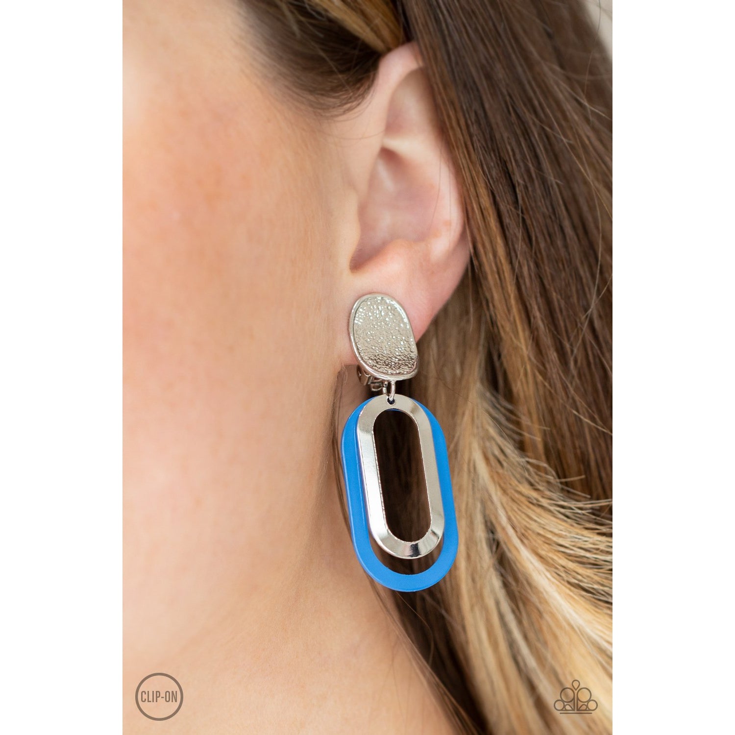 Melrose Mystery - Blue Clip-on Earrings - Paparazzi Accessories - GlaMarous Titi Jewels