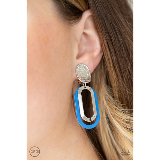 Melrose Mystery - Blue Clip-on Earrings - Paparazzi Accessories - GlaMarous Titi Jewels