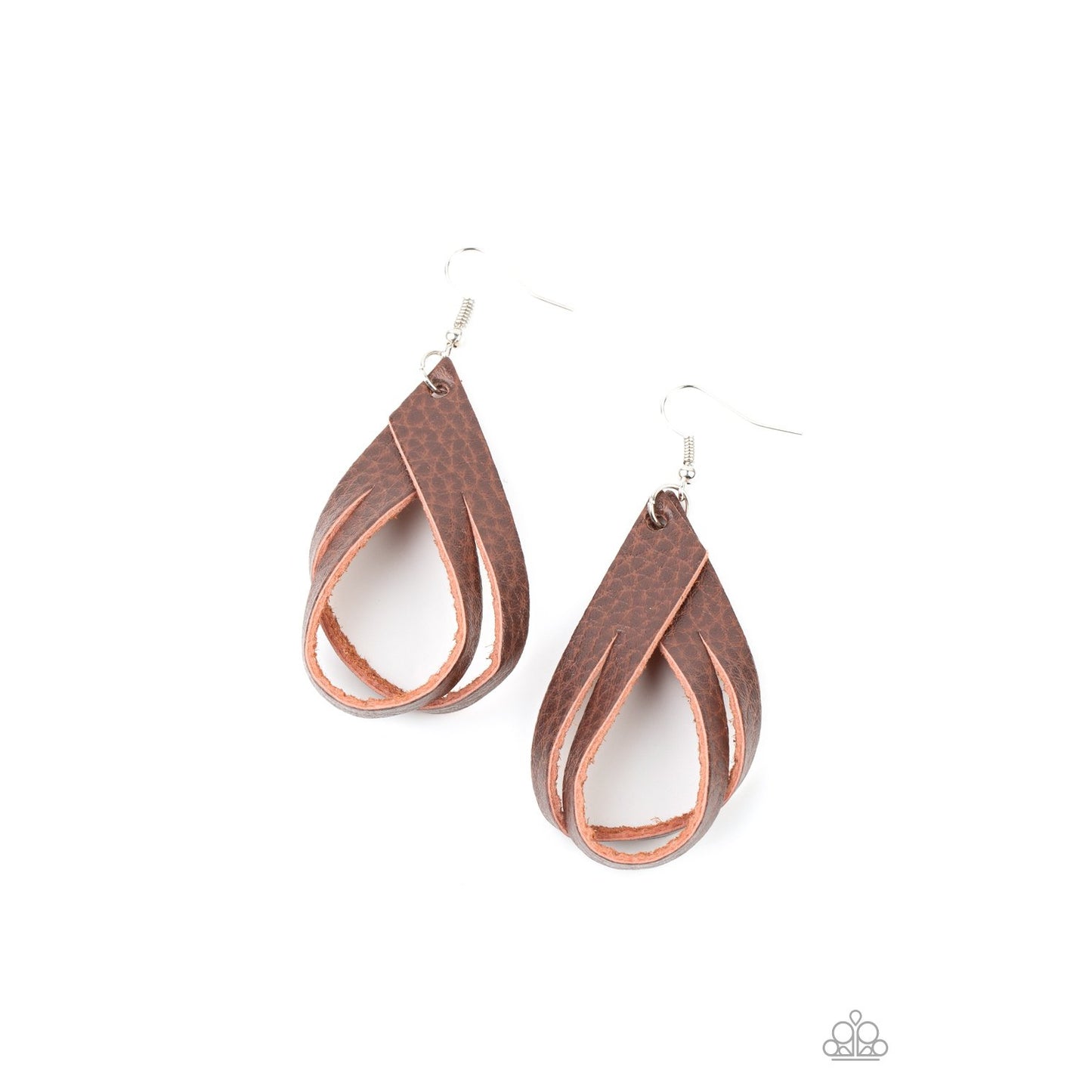 Thats A STRAP - Brown Leather Earrings - Paparazzi Accessories - GlaMarous Titi Jewels