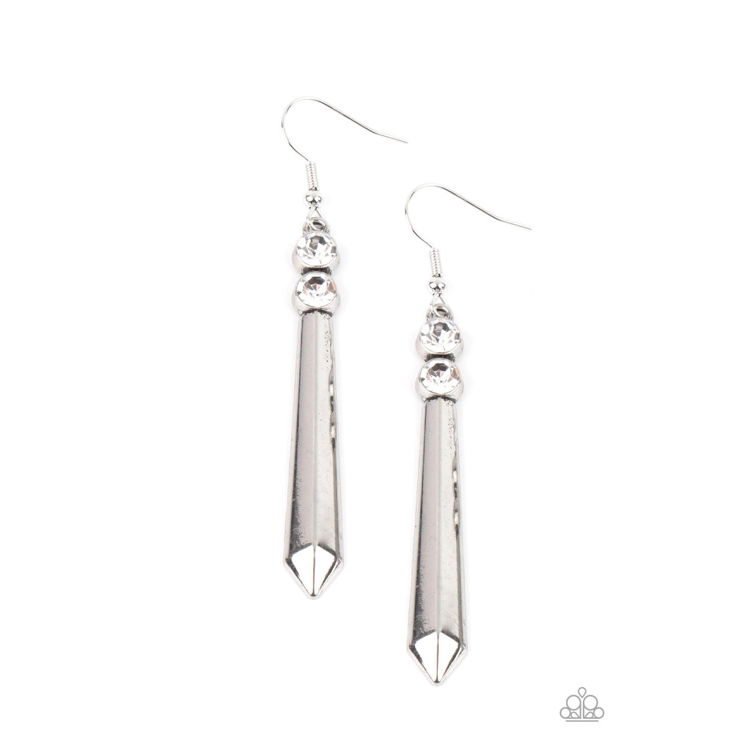 Sparkle Stream - White Acrylic Rhinestone Earrings - Paparazzi Accessories - GlaMarous Titi Jewels