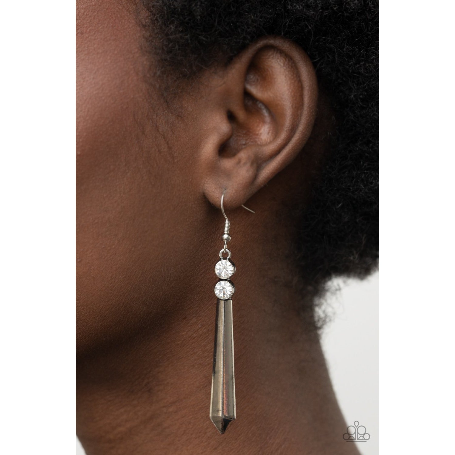 Sparkle Stream - White Acrylic Rhinestone Earrings - Paparazzi Accessories - GlaMarous Titi Jewels