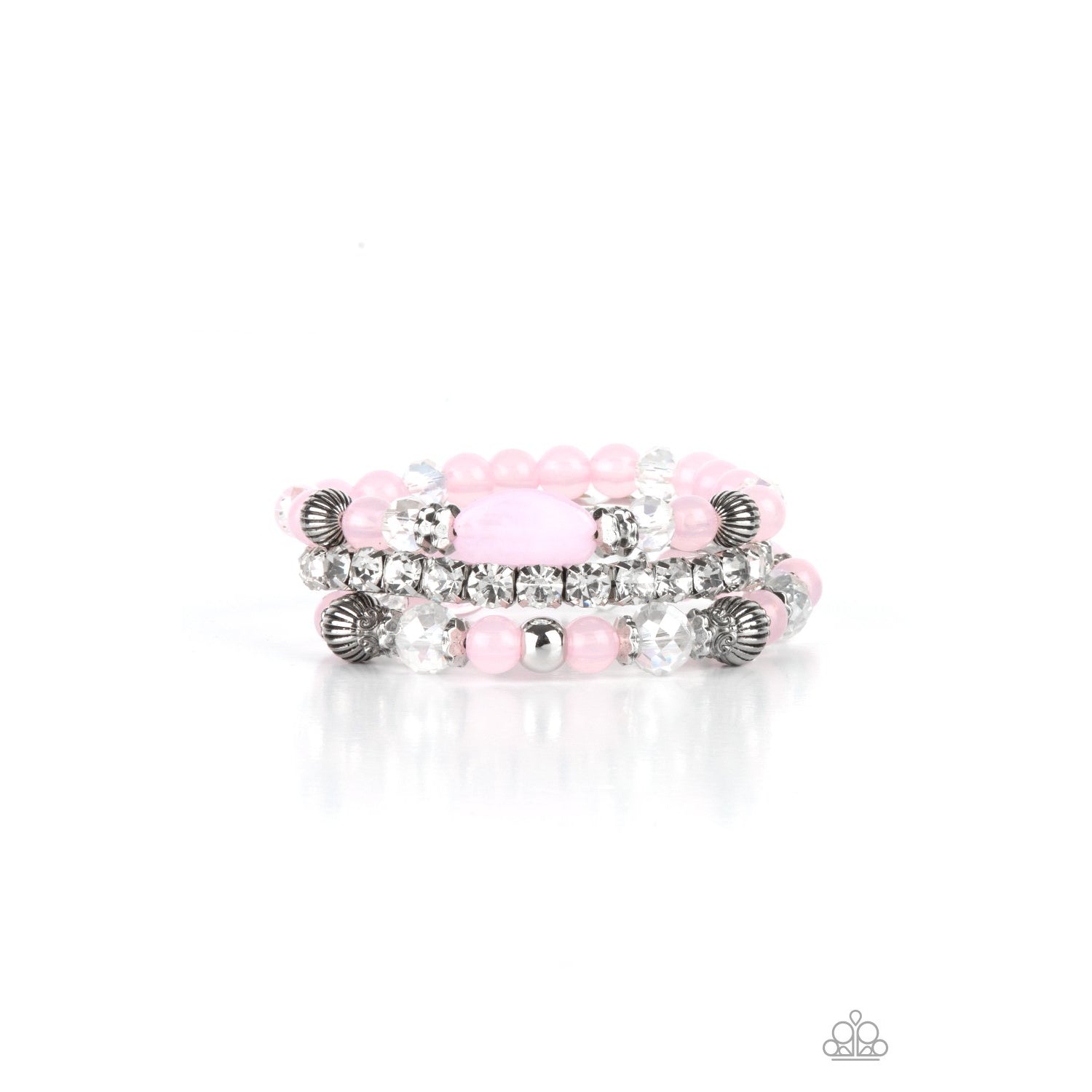 Ethereal Etiquette - Pink and White Rhinestone Bracelets - Paparazzi Accessories - GlaMarous Titi Jewels