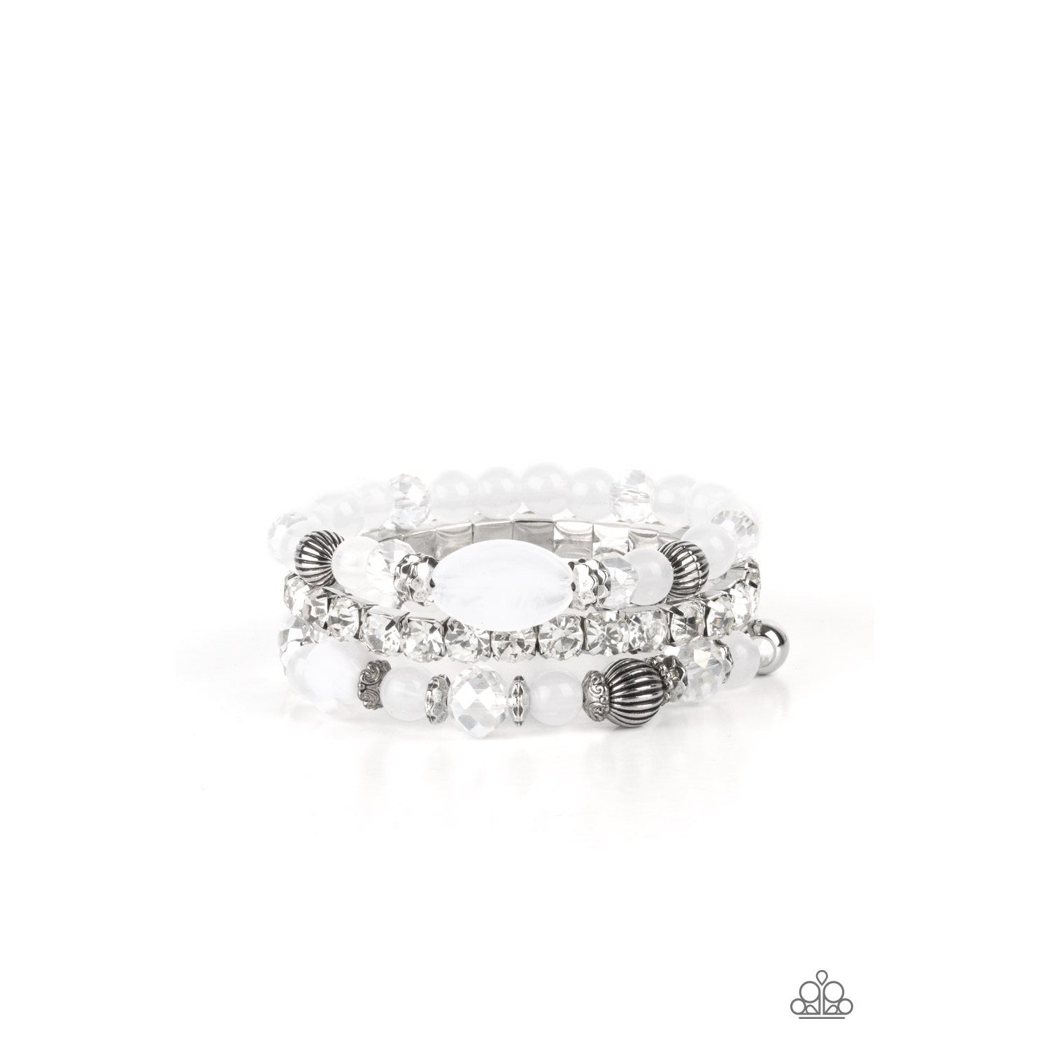 Ethereal Etiquette - White Rhinestone Bracelet - Paparazzi Accessories - GlaMarous Titi Jewels