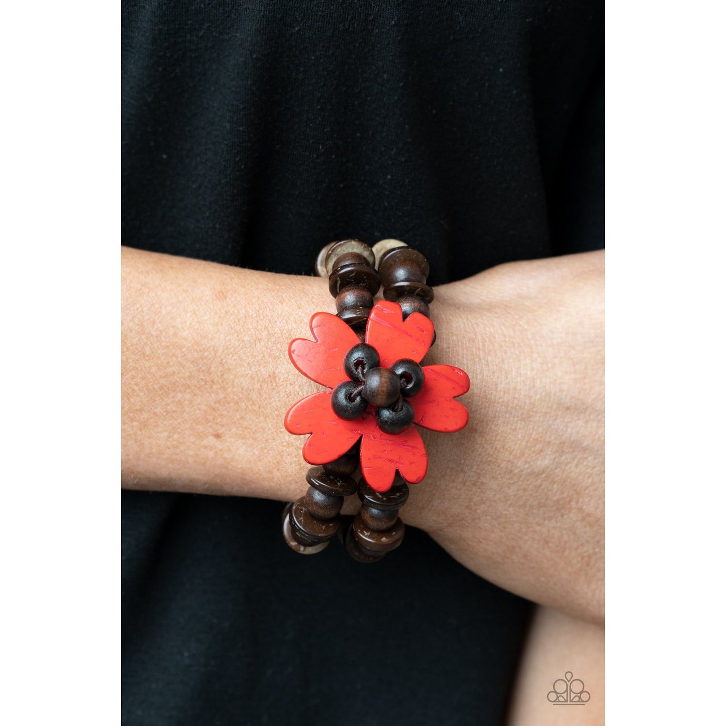 Tropical Flavor - Red and Brown Wooden Beads Bracelet - Paparazzi Accessories - GlaMarous Titi Jewels