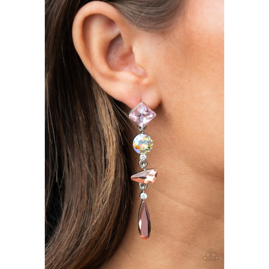 Rock Candy Elegance - Pink Iridescent Earrings - Paparazzi Accessories - GlaMarous Titi Jewels