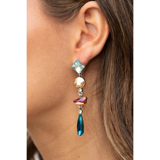 Rock Candy Elegance - Multi Iridescent Earrings - Paparazzi Accessories - GlaMarous Titi Jewels