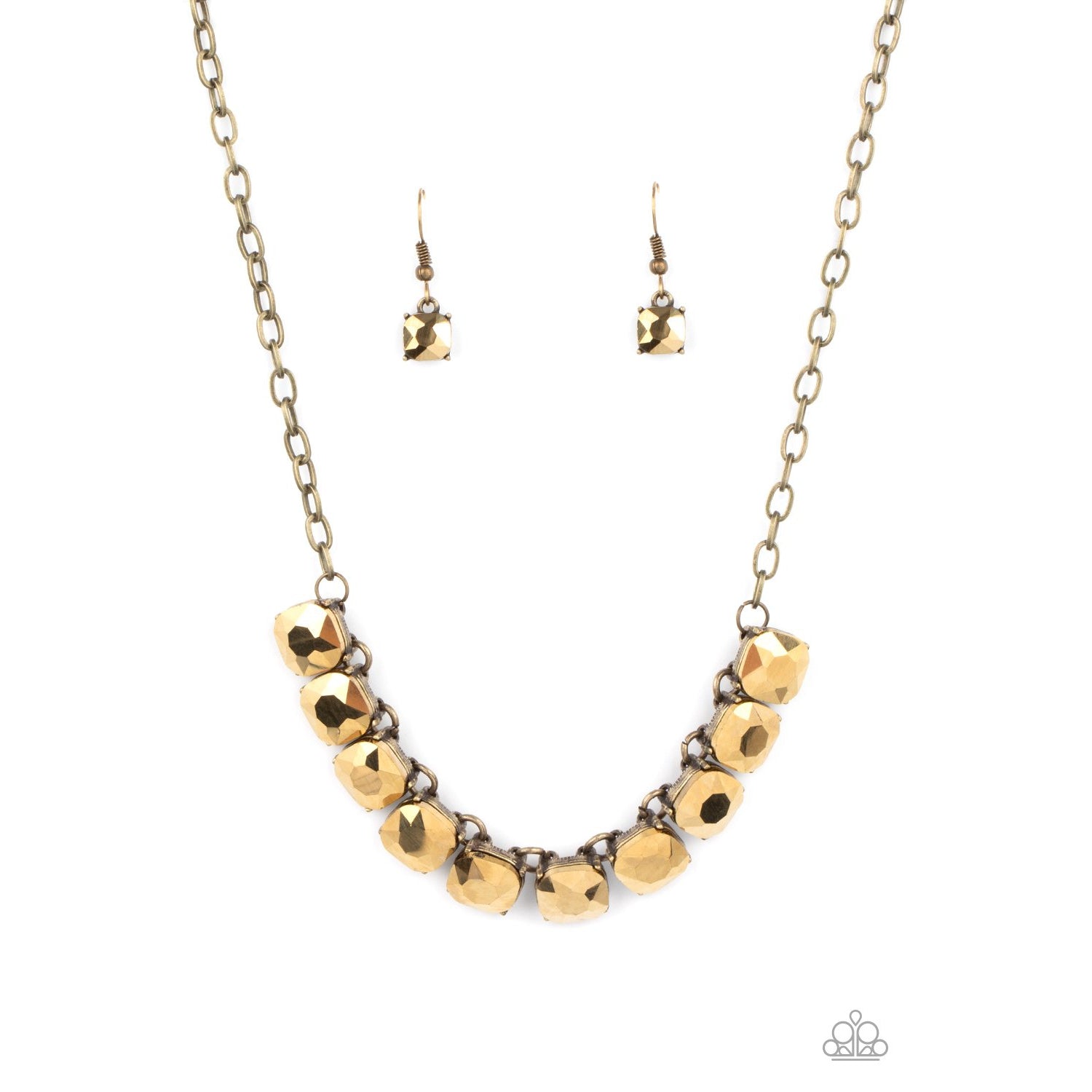 Radiance Squared - Brass Necklace - Paparazzi Accessories - GlaMarous Titi Jewels