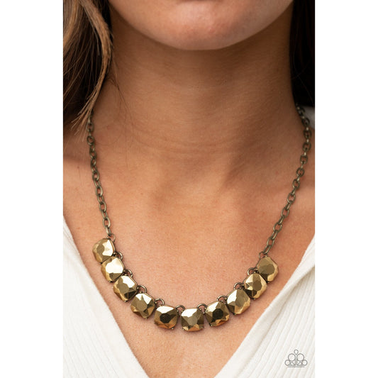 Radiance Squared - Brass Necklace - Paparazzi Accessories - GlaMarous Titi Jewels