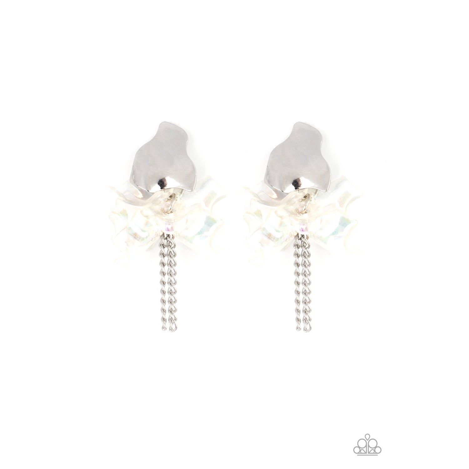 Harmonically Holographic - White Iridescent Earrings - Paparazzi Accessories - GlaMarous Titi Jewels