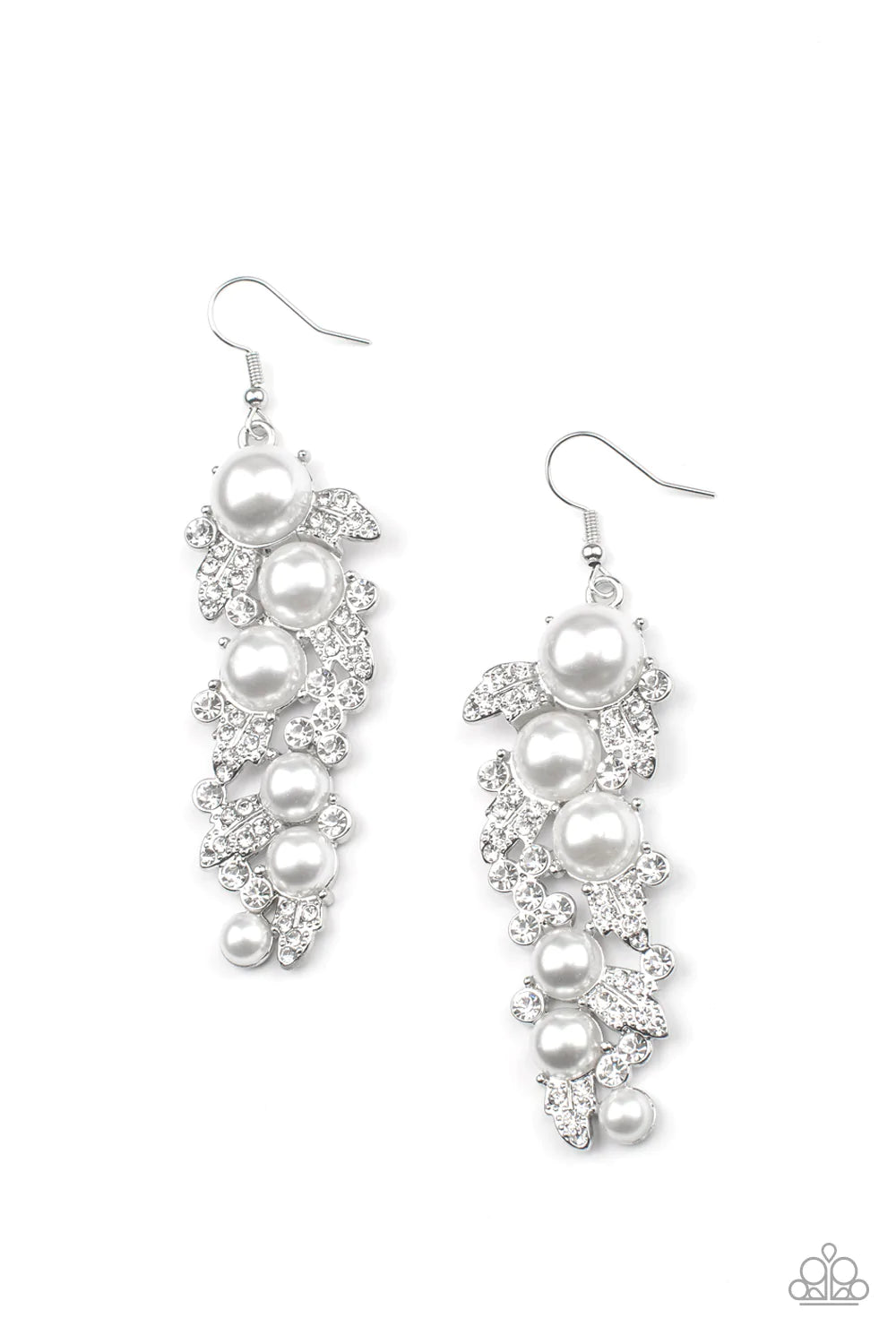 Elegantly extravagant deals white earrings paparazzi