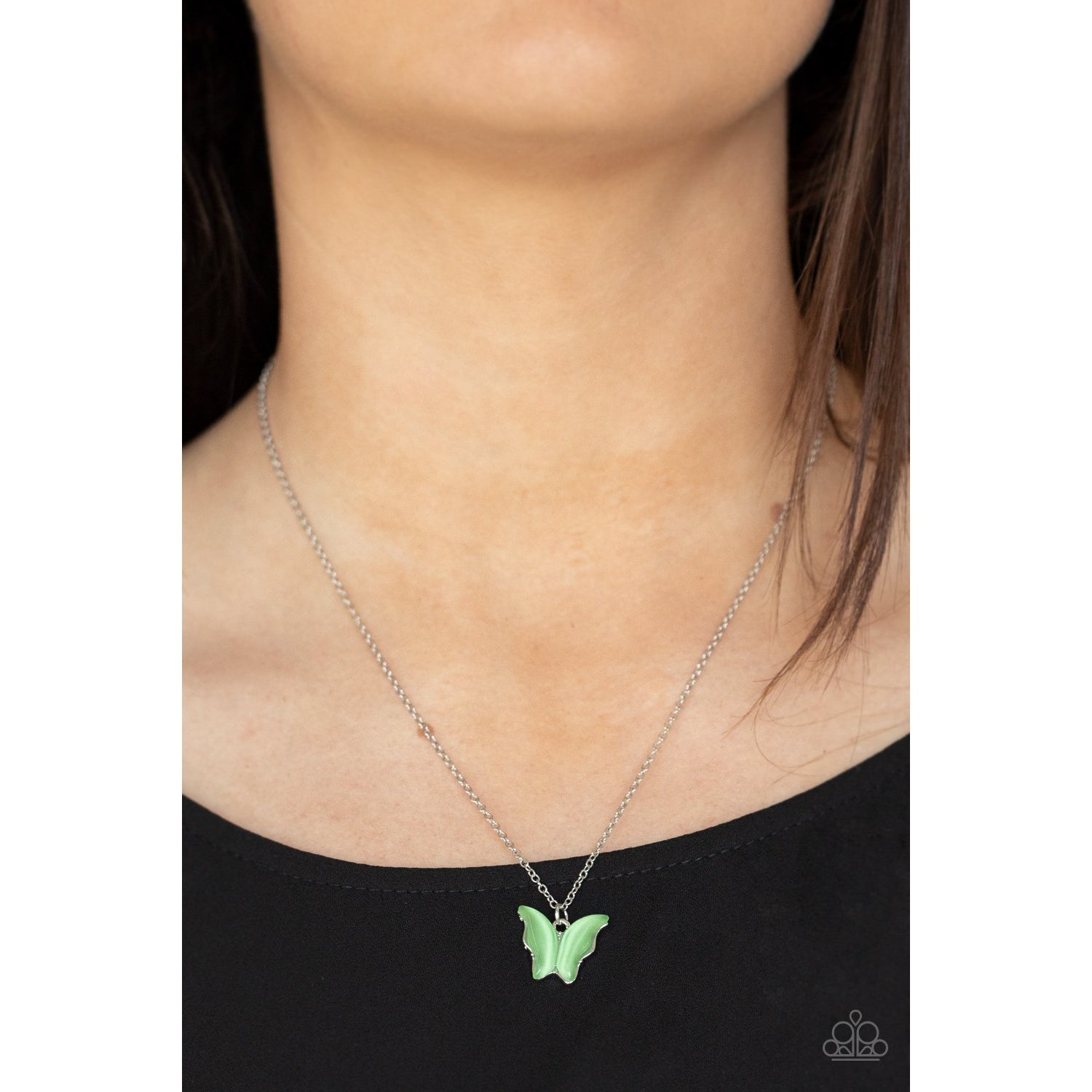 Butterfly Prairies - Green Cat's Eye Necklace - Paparazzi Accessories - GlaMarous Titi Jewels