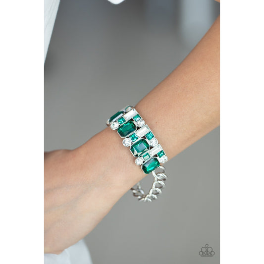 Urban Crest - Green Rhinestone Bracelet - Paparazzi Accessories - GlaMarous Titi Jewels