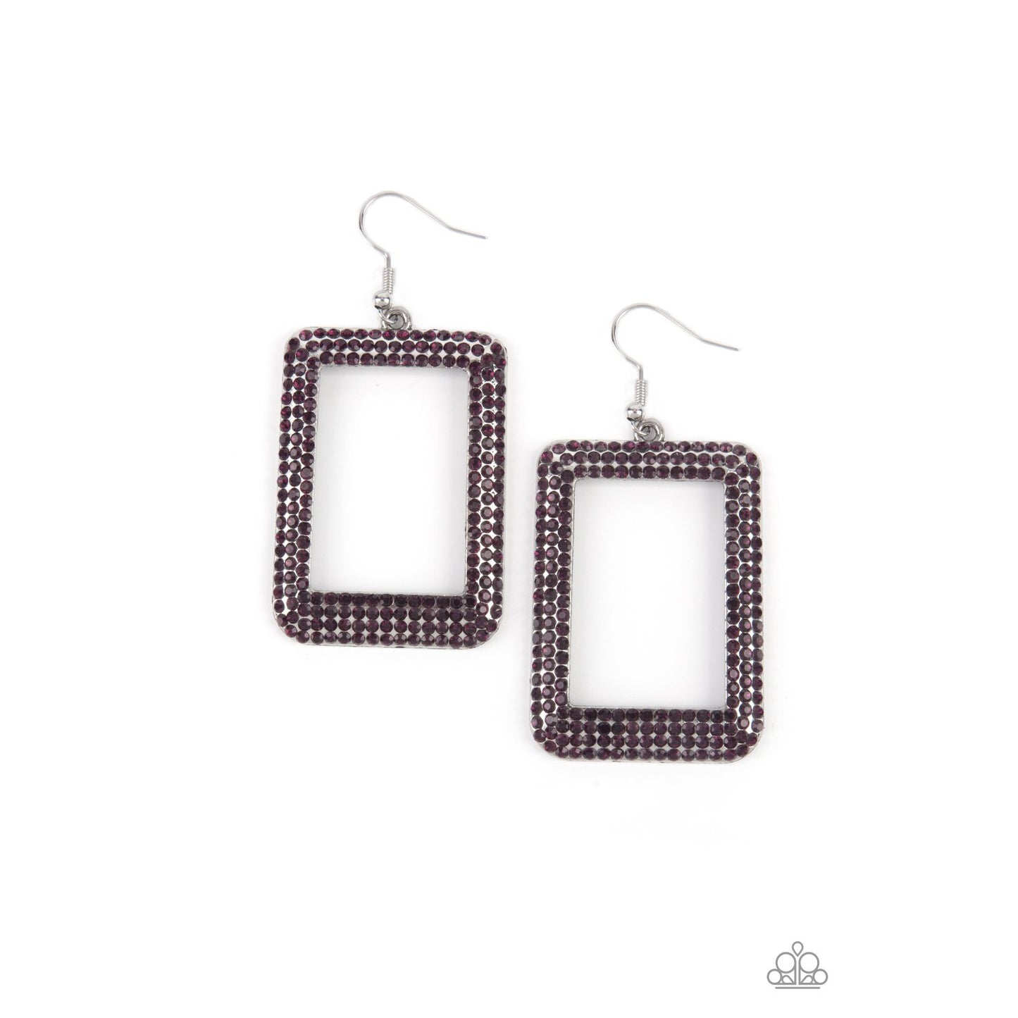 World FRAME-ous - Purple Rhinestone Earrings - Paparazzi Accessories - GlaMarous Titi Jewels